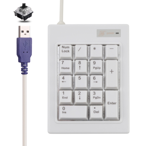 

DX-17A 17-keys USB Wired Mechanical Black Shaft Mini Numeric Keyboard(White)