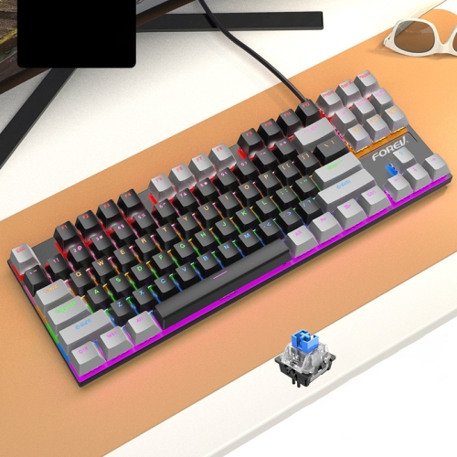 

FOREV FV-301 87-keys Blue Axis Mechanical Gaming Keyboard, Cable Length: 1.6m(Black Grey)