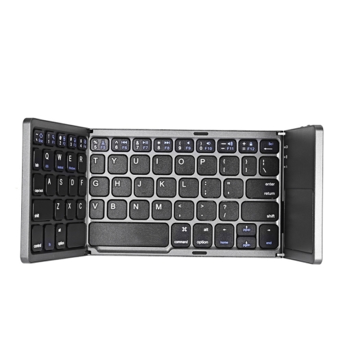 B033 Rechargeable 3-Folding 64 Keys Bluetooth Wireless Keyboard with Touchpad(Grey)