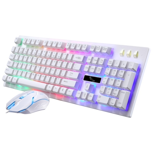 

ZGB G20 1600 DPI Professional Wired Glowing Mechanical Feel Suspension Keyboard + Optical Mouse Kit for Laptop, PC(White)