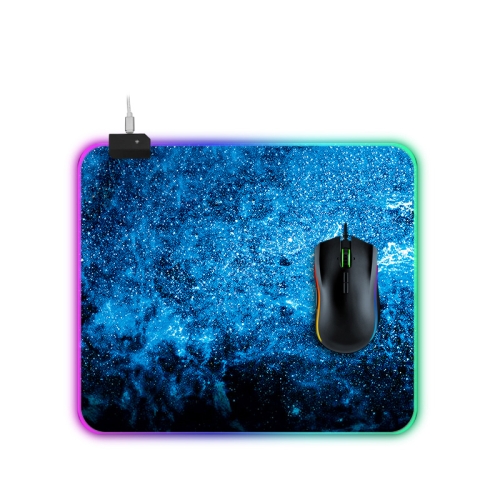 Tapis de souris lumineux bleu ordinateur, taille: 35 x 30 x 0,4 cm