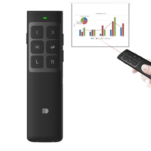Doosl DSIT014 2.4GHz Rechargeable New Edition PowerPoint Presentation Remote Control Multi-functional Laser Pointer with Electronic Mark & Mark Clear & Volume Adjust Function for PowerPoint / Keynote / Prezi, Control Distance: 100m(Black)