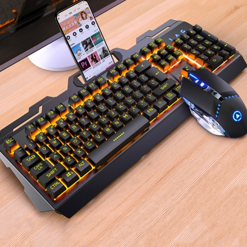 

YINDIAO V2 Mechanical Feel Gaming Keyboard Mouse Set (Black Orange Yellow Light)