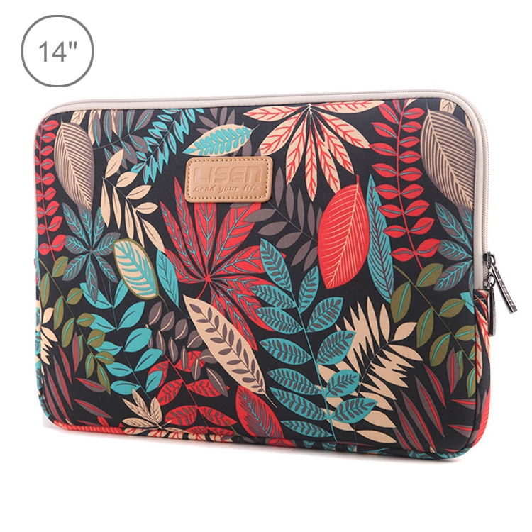 Lisen 14 inch Sleeve Case Colorful Leaves Zipper Briefcase