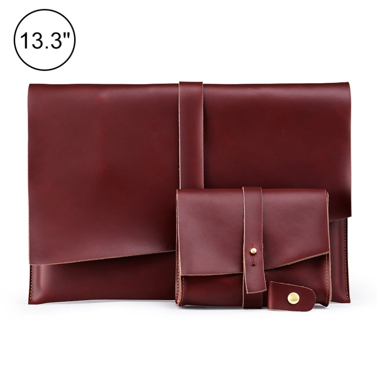 

Universal Genuine Leather Business Power Adapter Laptop Tablet Bag with Cable Winder, For 13 inch and Below Macbook, Samsung, Lenovo, Sony, DELL Alienware, CHUWI, ASUS, HP (Wine Red)