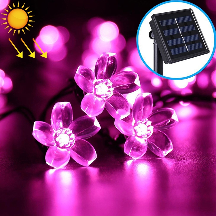 

Peach Blossom Shape 50 LEDs Outdoor Garden Waterproof Christmas Spring Festival Decoration Solar Lamp String(Pink)