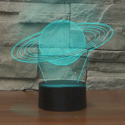 Lampada da tavolo a luce colorata a LED a forma di Saturno 3D, versione con  telecomando a 16 colori