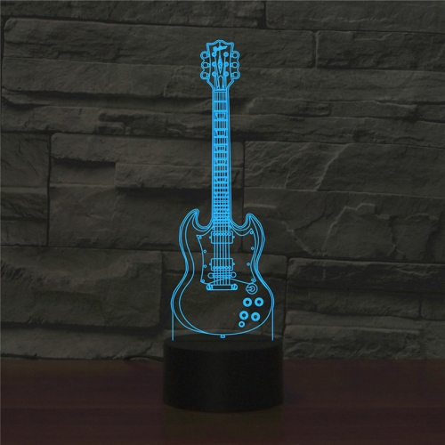 ACOUSTIC GUITAR MUSIC 3D Acrylic LED 7 Colour Night Light Touch Table Lamp 