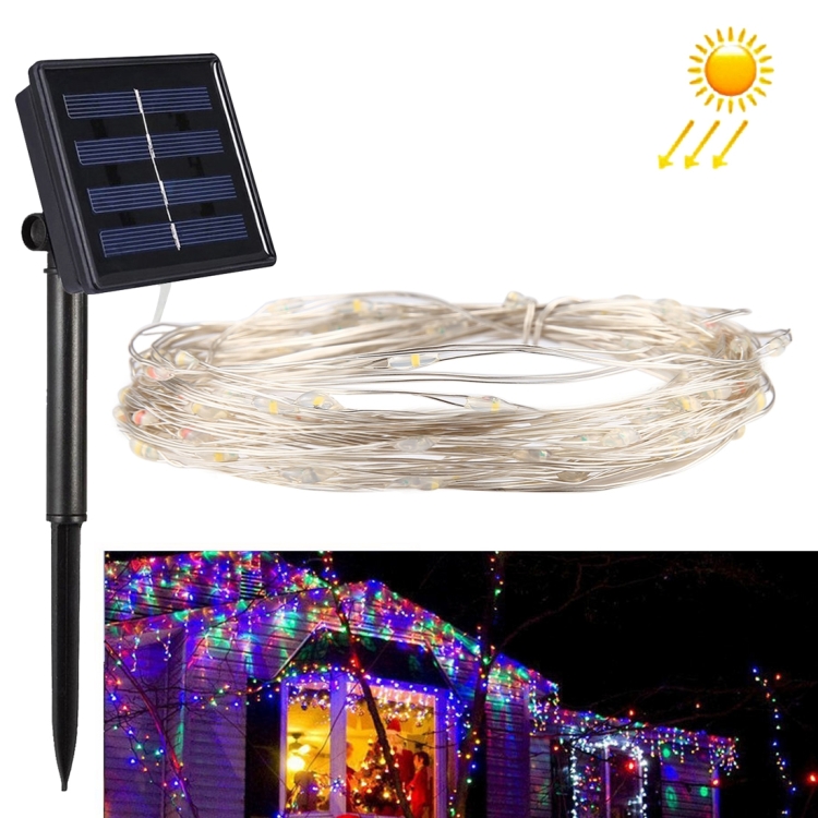 

20m 200 LEDs SMD 0603 Solar Panel Silver Wire String Light Fairy Lamp Decorative Light, DC 5V (Colorful Light)