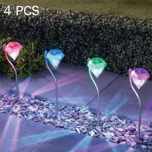A108 4 PCS LED Solar Power Lamp, Outdoor Garden Landscape Path Decorative Diamond Lights, Random Color Delivery