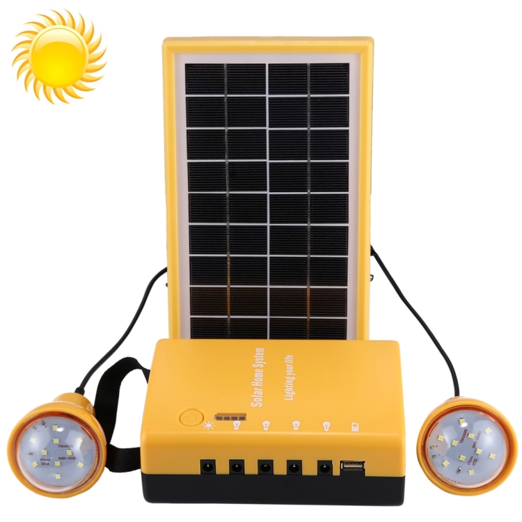 

Rechargeable LED Solar Energy Kit, Multi-function Portable with Bulbs, Support TF Card, AC 220V, US/EU Plug