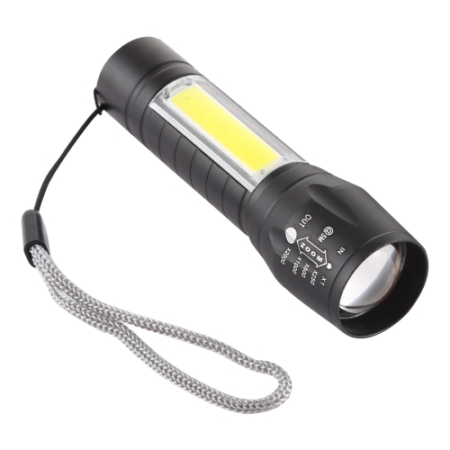 

A2 USB Charging Waterproof Zoomable XPE + COB Flashlight with 3-Modes & Storage Box