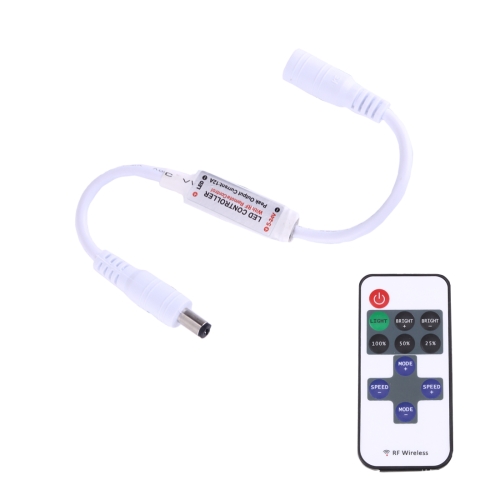 

Mini Single Color LED Controller with 11 Keys RF Remote Control, DC 5-24V(White)