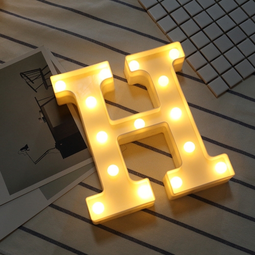 

Alphabet H English Letter Shape Decorative Light, Dry Battery Powered Warm White Standing Hanging LED Holiday Light