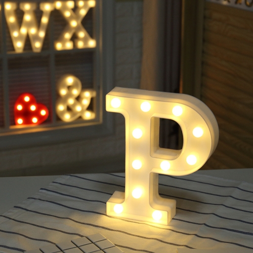 

Alphabet P English Letter Shape Decorative Light, Dry Battery Powered Warm White Standing Hanging LED Holiday Light