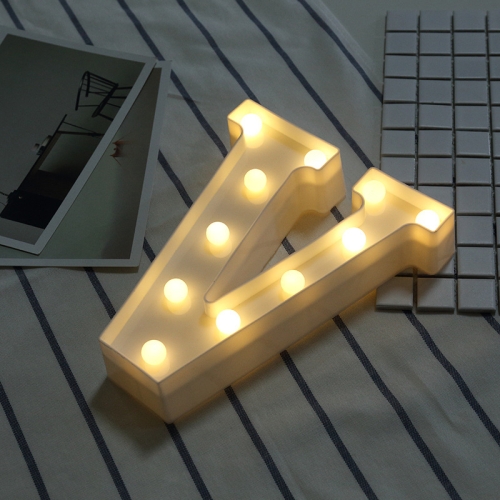 

Alphabet V English Letter Shape Decorative Light, Dry Battery Powered Warm White Standing Hanging LED Holiday Light