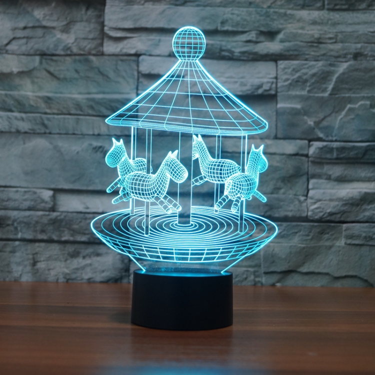 Carousel Black Base Creative 3D LED ไฟกลางคืนสำหรับตกแต่ง, รุ่นรีโมท ...