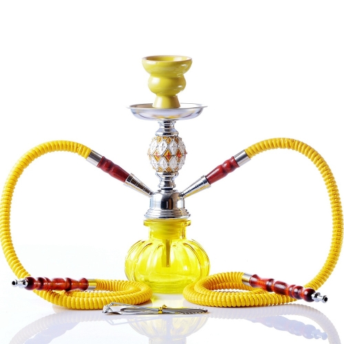 

08-023 Double Pipe Glass Hookah Set (Yellow)