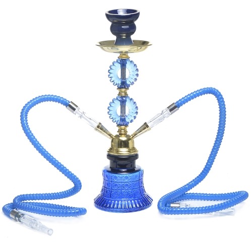 

Glass Double Pipe Hookah Set (Blue)