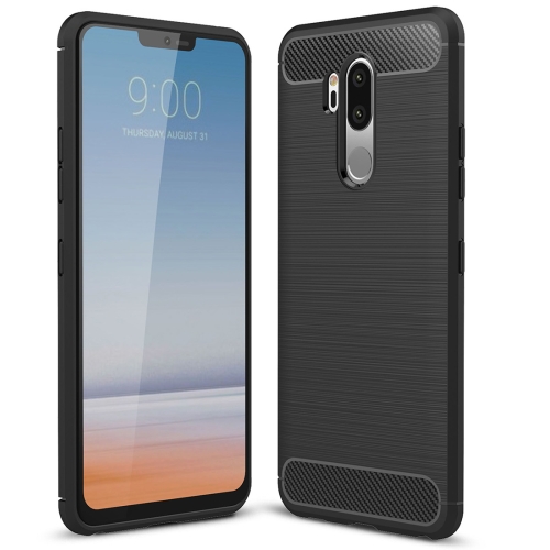 

For LG G7 ThinQ Brushed Texture Carbon Fiber Shockproof TPU Protective Back Case (Black)