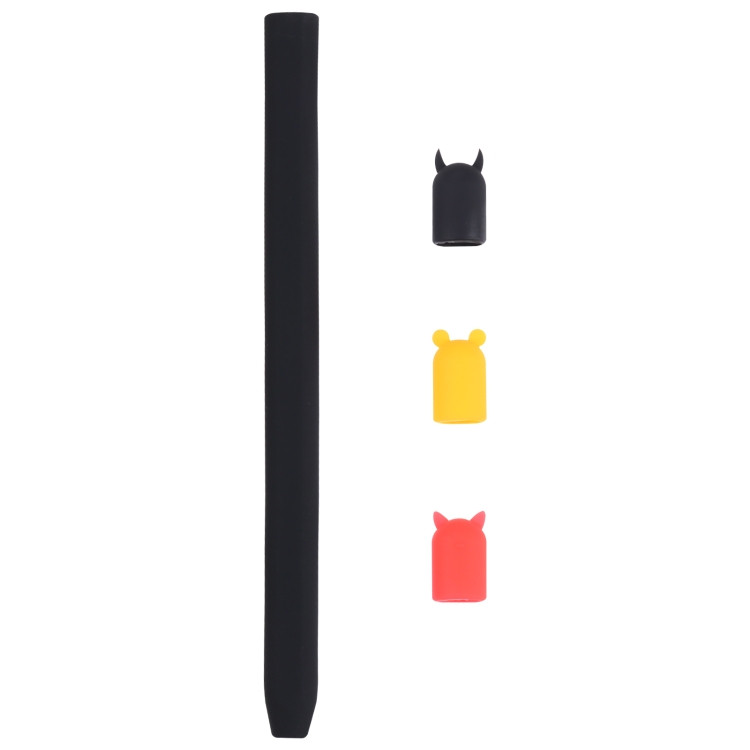 

4 in 1 Stylus Pen Cartoon Animal Silicone Protective Case for Apple Pencil 2 (Black)