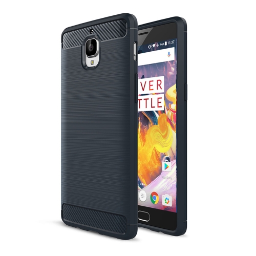 

For OnePlus 3T Brushed Texture Carbon Fiber TPU Rugged Armor Protective Case(Dark Blue)