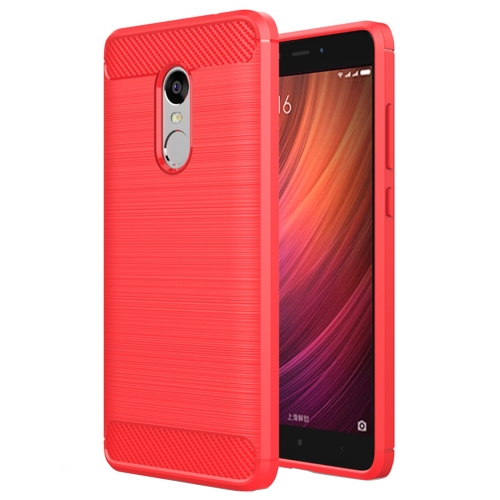 

For Xiaomi Redmi Note 4X Brushed Carbon Fiber Texture Shockproof TPU Protective Case (Red)