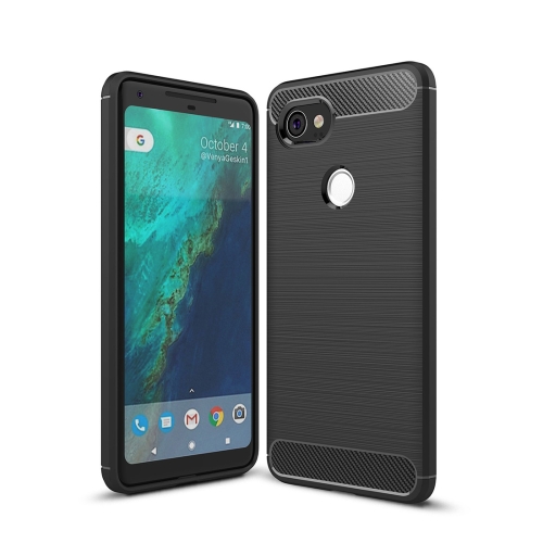 

For Google Pixei 2 XL Brushed Texture Carbon Fiber Shockproof TPU Rugged Armor Protective Case(Black)