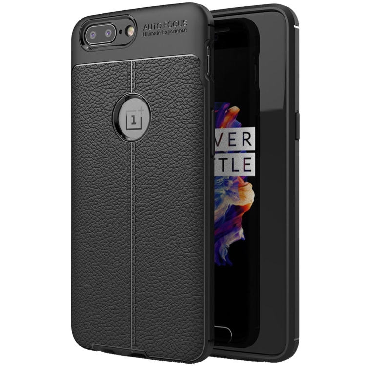 

For OnePlus 5 Litchi Texture TPU Protective Back Cover Case (Black)