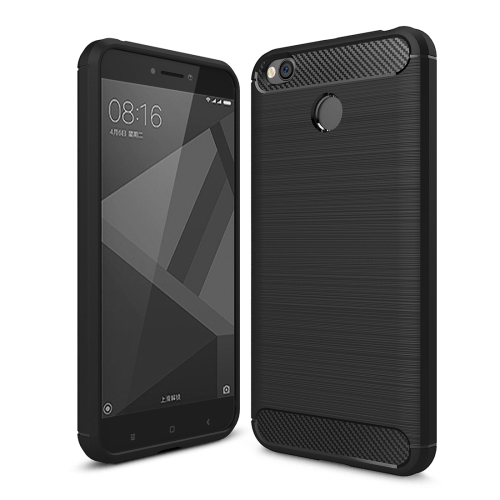 

For Xiaomi Redmi 4X Brushed Carbon Fiber Texture Shockproof TPU Protective Cover Case (Black)