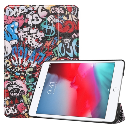 

Graffiti Pattern Custer Texture Horizontal Flip PU Leather Case for iPad Mini 2019 / Mini 4 , with Three-folding Holder & Sleep / Wake-up Function