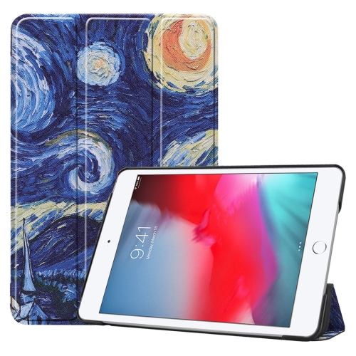 

Starry Sky Pattern Custer Texture Horizontal Flip PU Leather Case for iPad Mini 2019 / Mini 4 , with Three-folding Holder & Sleep / Wake-up Function