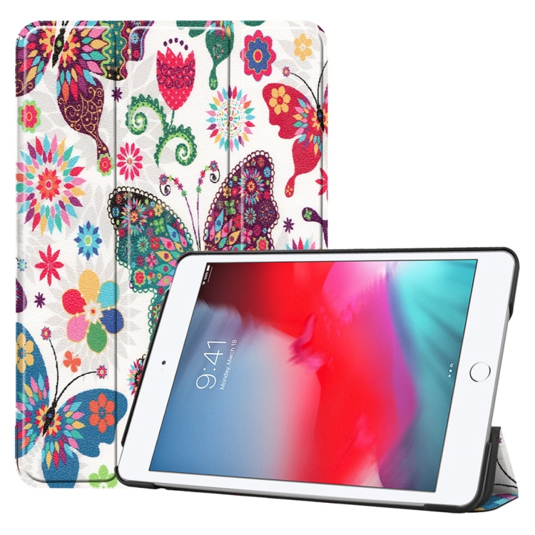 

Buttery Pattern Custer Texture Horizontal Flip PU Leather Case for iPad Mini 2019 / Mini 4 , with Three-folding Holder & Sleep / Wake-up Function
