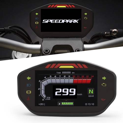 

Speedpark Motorcycle LCD TFT Digital Speedometer 14000RPM Backlight Motorcycle Odometer for 1,2,4 Cylinders Meter