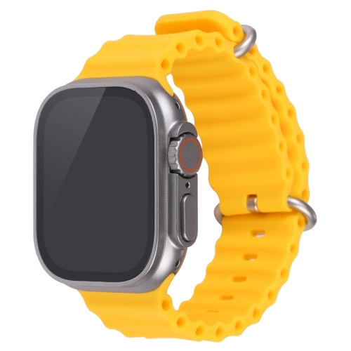 For Apple Watch Ultra 49mm Black Screen Non-Working Fake Dummy Display Model (Yellow) for apple watch se 2023 44mm safety buckle trapezoid titanium steel watch band black
