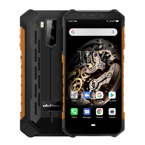 

[HK Warehouse] Ulefone Armor X5 Rugged Phone, 3GB+32GB, IP68/IP69K Waterproof Dustproof Shockproof, Dual Back Cameras, Face Identification, 5000mAh Battery, 5.5 inch Android 11 MTK6763 Octa Core 64-bit up to 2.0GHz, OTG, NFC, Network: 4G(Orange)