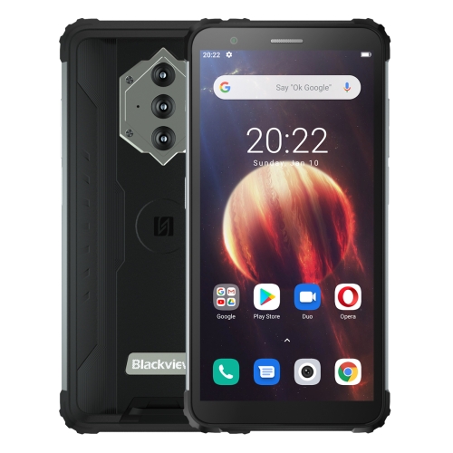 

[HK Warehouse] Blackview BV6600 Rugged Phone, 4GB+64GB, Triple Back Cameras, IP68/IP69K/MIL-STD-810G Waterproof Dustproof Shockproof, 8580mAh Battery, 5.7 inch Android 10.0 MTK6762V/WD Helio A25 Octa Core up to 2.0GHz, OTG, NFC,Network: 4G(Black)