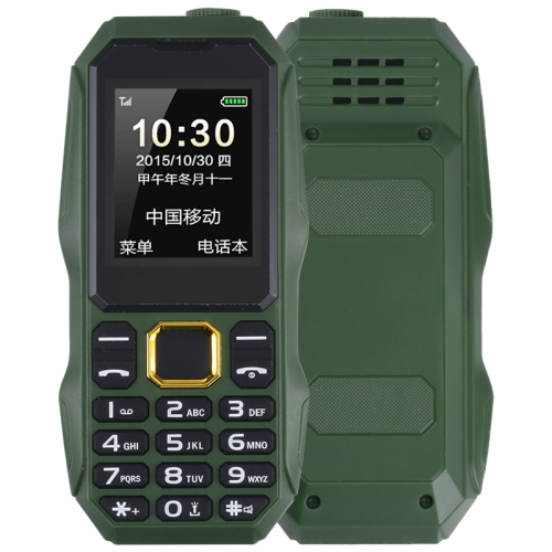 U002 Triple Proofing Elder Phone, Waterproof Shockproof Dustproof, 1200mAh Battery, 1.77 inch, Spreadtrum 6531E, 21 Keys, LED Flashlight, FM, BT, Dual SIM(Green)