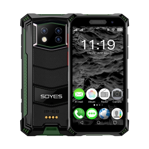 

SOYES S10 Max Rugged Phone, 4GB+64GB, IP68 Waterproof Dustproof Shockproof, Face ID & Fingerprint Identification, 3.5 inch Android 10.0 MTK6762 Octa Core up to 2.0GHz, Dual SIM, PTT Walkie Talkie, OTG, NFC, Network: 4G(Green)
