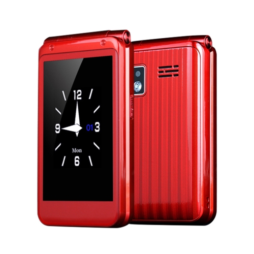 

M9 Dual-screen Flip Elder Phone, 2.8 inch + 1.77 inch, 32MB+32MB, Support FM, SOS, GSM, Family Number, Big Keys, Dual SIM (Red)