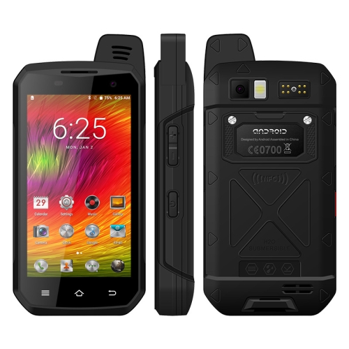 

UNIWA B6000 PTT Walkie Talkie Rugged Phone, 4GB+64GB, IP68 Waterproof Dustproof Shockproof, 5000mAh Battery, 4.7 inch Android 9.0 MTK6762 Octa Core up to 2.0GHz, Network: 4G, NFC, OTG (Black)