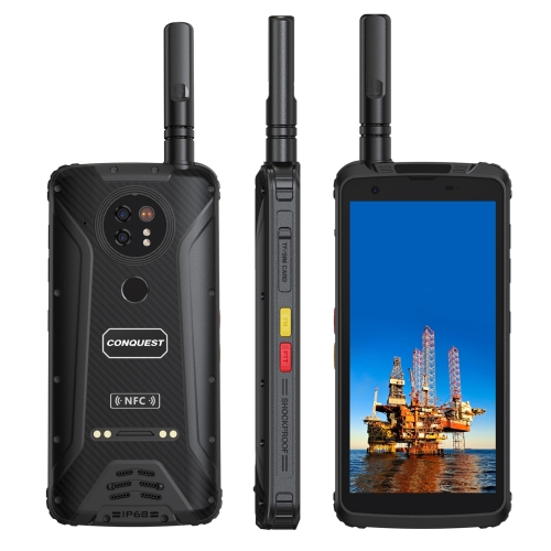 

CONQUEST F5 DMR Walkie Talkie Rugged Phone, Night Vision Camera, 6GB+128GB, IP68 Waterproof Dustproof Shockproof, Dual Back Cameras, Face ID & Fingerprint Identification, 5.5 inch Android 12 MTK6765V/C Helio P35 Octa Core up to 2.3GHz, Network: 4G, NFC(Bl
