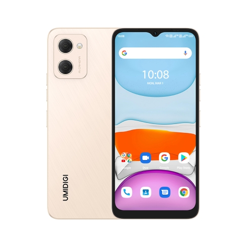 

[HK Warehouse] UMIDIGI G2, 3GB+32GB, Dual Back Cameras, 5150mAh Battery, Face Identification, 6.52 inch Android 13 MTK8766 Quad Core up to 2.0GHz, Network: 4G, OTG, Dual SIM (Gold)