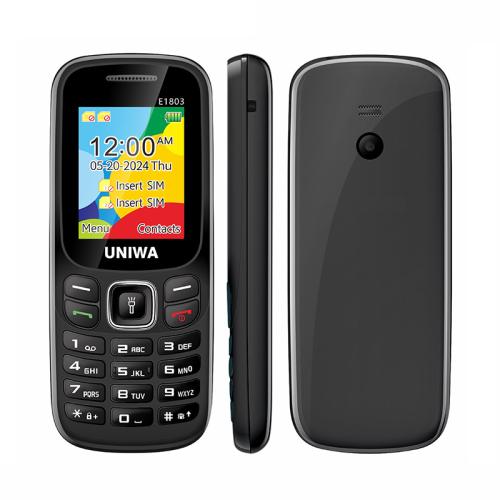 

UNIWA E1803 Elder Keypad Phone, 1.77 inch SC6531E, LED Flashlight, 21 Keys, Network: 2G, EU Plug (Black)