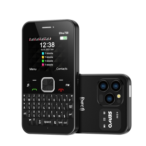 

SERVO U700, 2.4 inch, MTK6261D, 58 Full Keyboards, Support Bluetooth, FM, NFC, Quick Dial, Flashlight, GSM, Quad SIM (Black)