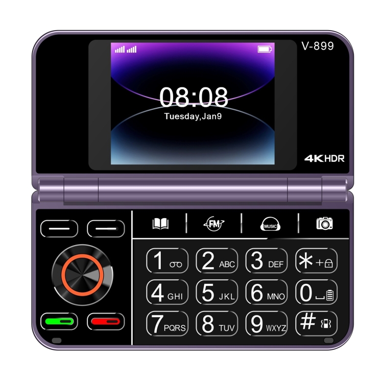 

SOYES V-899, 32MB+64MB, 2.4 inch + 2.8 inch Display MTK6261D CPU, BT 3.0, Network: 2G, Dual SIM (Purple)