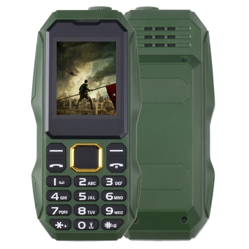 W2025 Triple Proofing Elder Phone, Waterproof Shockproof Dustproof, 5800mAh Battery, 1.8 inch, 21 Keys, LED Flashlight, Dual SIM(Green)