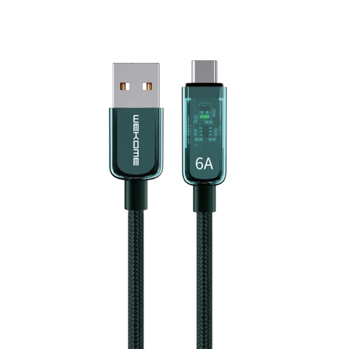 

WK WDC-180 6A Pioneer Series USB to USB-C/Type-C Transparent Fast Charge Data Cable, Length: 1m(Green)