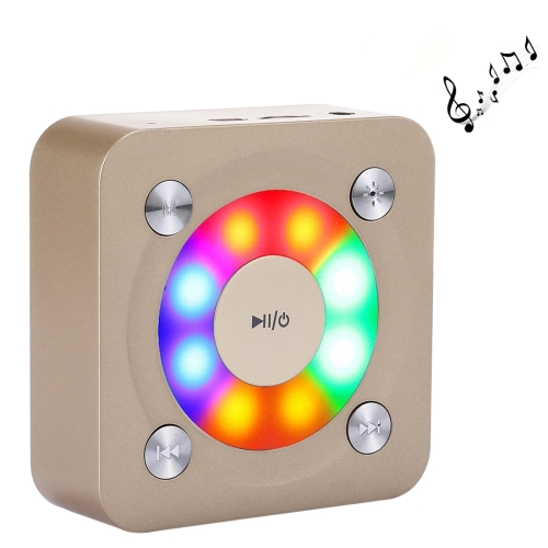 

A9 Portable Bluetooth Stereo Speaker with Built-in MIC & Light, Support Hands-free Calls & TF Card & AUX IN, Bluetooth Distance: 10m(Gold)