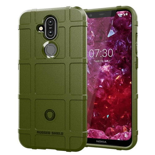 

Shockproof Protector Cover Full Coverage Silicone Case for Nokia 8.1 / X7(Army Green)